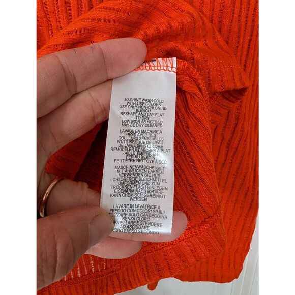 Anthropologie Pilcro Knit Long Sleeve Tee women's large orange Crewneck - Picture 4 of 5